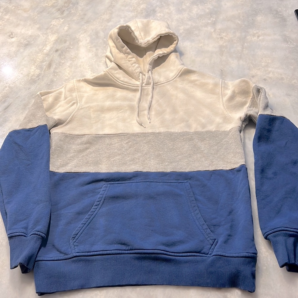 Pull&Bear Color block hoodie, cotton sweatshirt, Mens size L